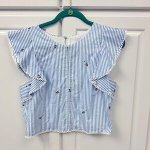 J.O.A (Just One Answer) Striped blue and white floral top